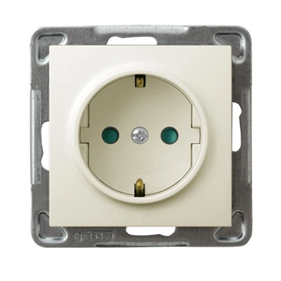 IMPRESJA Single socket outlet with schuko grounding and écru current path shutters