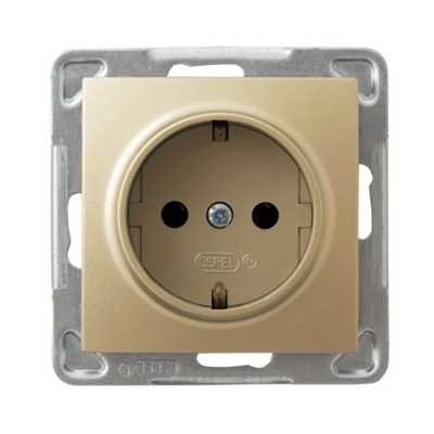 IMPRESJA Single socket with earthing Schuko gold metallic