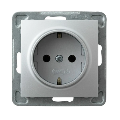 IMPRESJA Single socket with earthing schuko silver