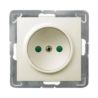 IMPRESJA Single socket with ecru current contacts shutters