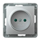 IMPRESJA Single socket with shutters for current contacts, silver