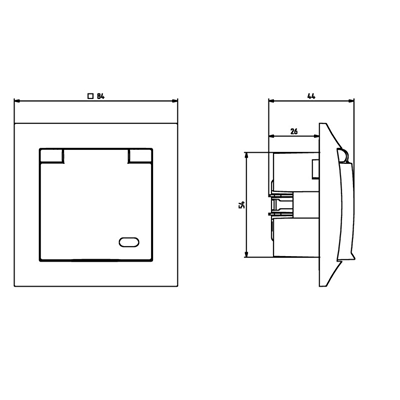 IMPRESJA Splash-proof earthed socket ecru, without frame, transparent lid, equipped with shutters for current paths