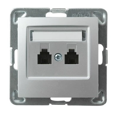 IMPRESJA Telephone socket, double, independent silver