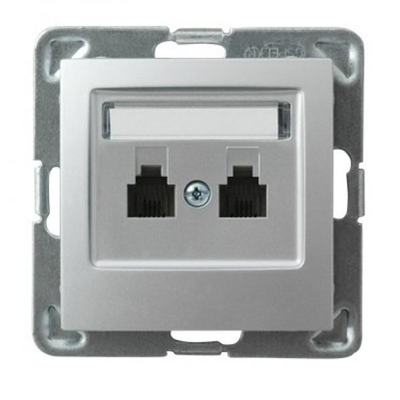 IMPRESJA Telephone socket, double parallel silver