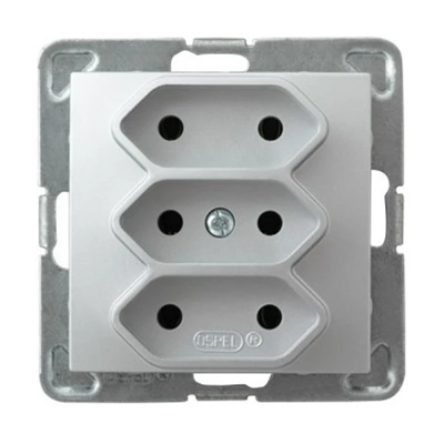 IMPRESJA Triple socket EURO silver