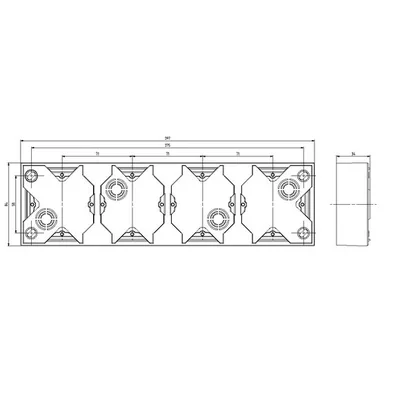 IMPRESJA Wall-mounted quadruple golden metallic junction box