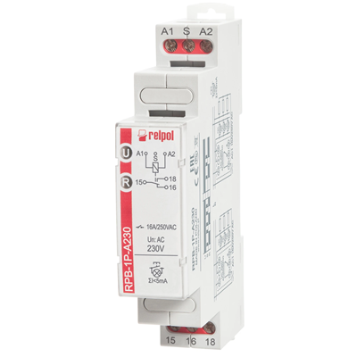 Impulse relay RPB-1P-A230 bistable on-off single-function 230V AC 1P AgSnO2 16A / 250V AC