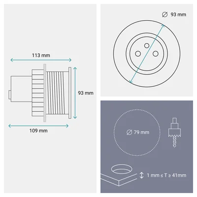 INCARA: DISQ 80 - 2P+Z / USB A+C / CABLE OUTPUT - 0.5 M WIELAND-WHITE