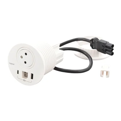 INCARA: DISQ 80 - 2P+Z / USB A+C / SALIDA DE CABLE - 0,5 M WIELAND-WHITE