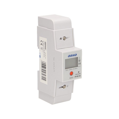 Indicateur de consommation d'électricité monophasé, 80A 230V IP20, indicateur supplémentaire, sortie impulsionnelle, blanc