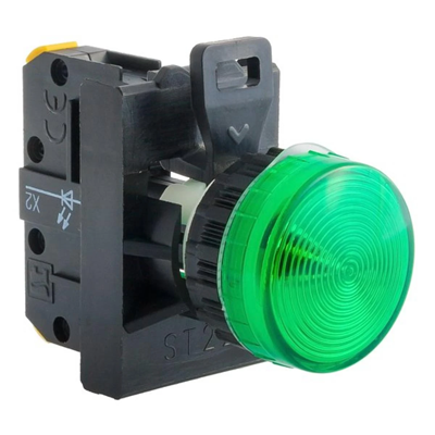 Indicator lamp 22mm green 24V AC BA9S