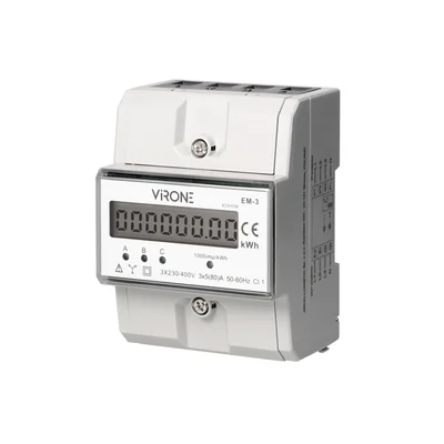 Indicatore di consumo elettrico trifase, 80A, 3 moduli, DIN TH-35mm