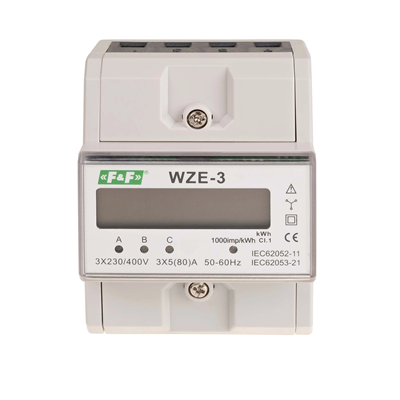 Індикатор електроенергії 3-фазний клас 1 3x230V+N, 3x10 (80A)