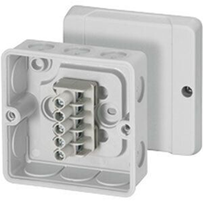 Indoor installation box DE 9325 Z membrane glands with terminals 5-pole 2.5mm2 Cu IP55 gray