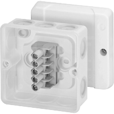 Indoor installation box DE 9326 membrane glands with terminals 5-pole 2.5 mm2 Cu IP55 white