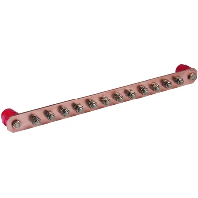 Industrial equipotential bonding busbar on insulators, without cover, 12 terminals, Cu PAS I 12AP M10 CU
