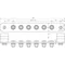 Industrial equipotential bonding busbar on insulators, without cover, 6 terminals, Cu PAS I 6AP M10 CU
