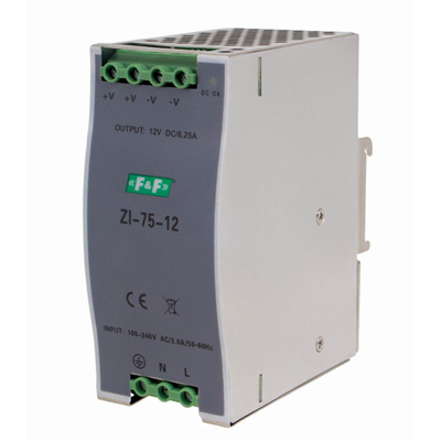 Industrial impulse power supply. input 90÷264V AC/120÷370V DC P=75W voltage out 12V DC