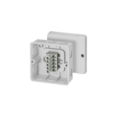 Inneninstallationsdose DE 9345 Membranverschraubungen mit Klemmen 5-polig 4mm2 Cu IP55 grau