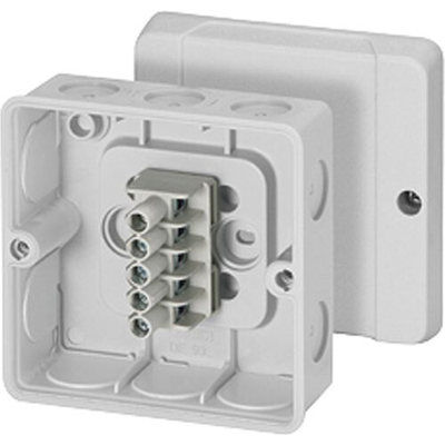 Inneninstallationsdose DE 9345 Membranverschraubungen mit Klemmen 5-polig 4mm2 Cu IP55 grau