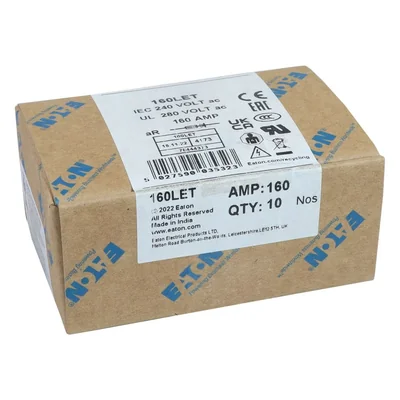 Insert à dégagement rapide 160LET, 160 A, 240 V CA, 150 V CC, BS88, 18 x 56 mm, aR, BS