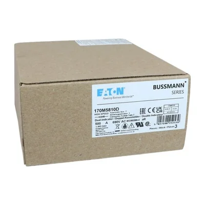 Insert de fusible à action rapide 170M5810D, 500 A, 690 V CA, DIN 2, aR, DIN, IEC, double indicateur, poignées non isolées