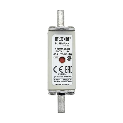 Insert de fusible rapide 170M1565D 63 A 690 V gR DIN 000 à double indicateur