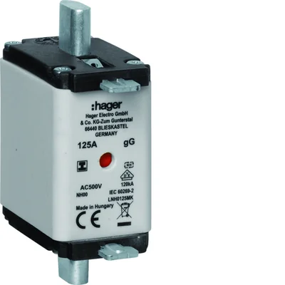 Inserto de fusible de cuchilla NH00 gG con indicador central mango aislado 125A 500V