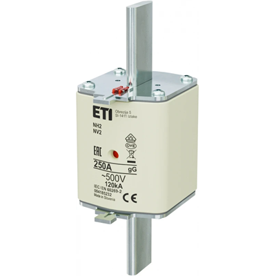Inserto de fusible industrial de acción lenta NH2 gG 250A/500V