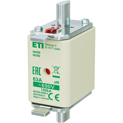 Inserto de fusible industrial - motor KOMBI WT-00/aM 63A K