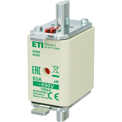 Inserto de fusible industrial - motor KOMBI WT-00/aM 63A K