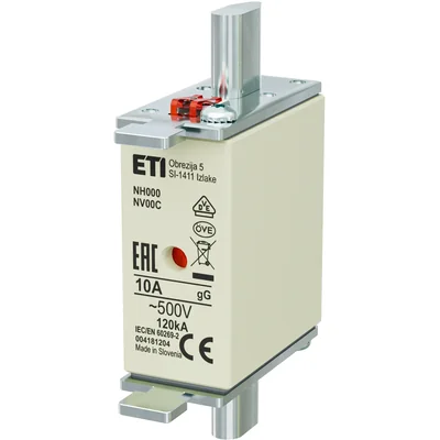 Inserto de fusible industrial WT/NH-00C KOMBI gG 10A 500 - retardado