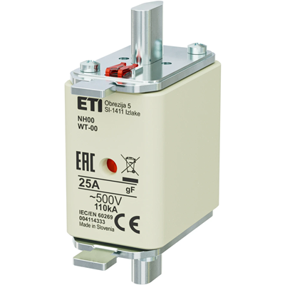 Inserto de fusible rápido industrial WT-00/gF 25A