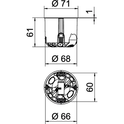 Installation box HG 61-L for panel walls hermetic orange