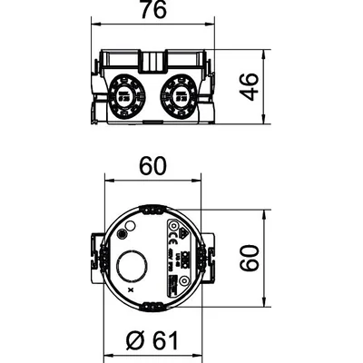 Installation box UG 46 flush-mounted black