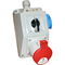 Installation kit with 16A socket, 0-1 four-position red switch