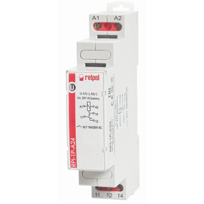 Installation relay 24V AC 1P AgSnO2 16A / 250V AC