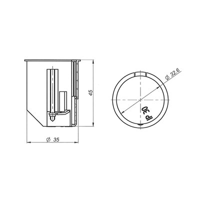 Installationskasten für leere Wände P32 fi32mm Wandleuchte blau