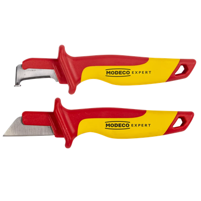 Insulated electrician's knife, hook blade with 180mm VDE foot