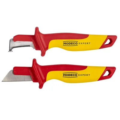 Insulated electrician's knife, hook blade with 180mm VDE foot