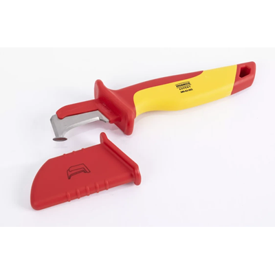 Insulated electrician's knife, hook blade with 180mm VDE foot