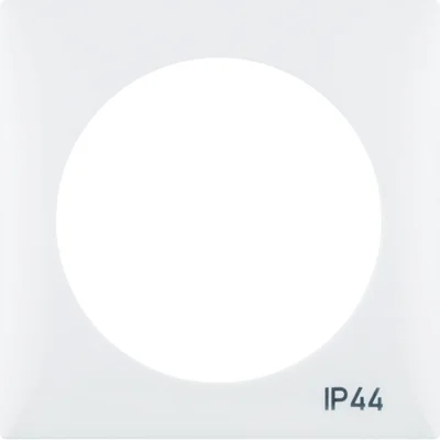 INTEGRO FLOW 1-gang frame with "IP44" imprint without a gasket, glossy snow-white