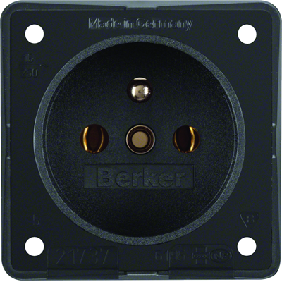 INTEGRO FLOW Earthed socket with increased contact protection, matt black mechanism