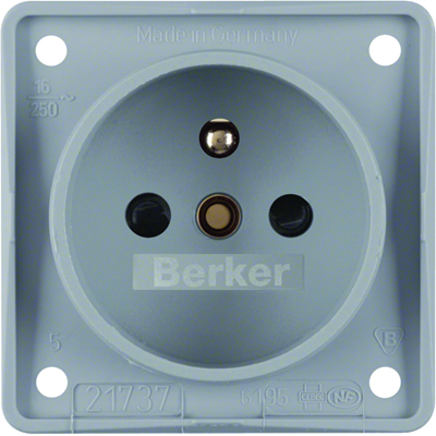 INTEGRO FLOW Earthed socket with increased contact protection, matt grey