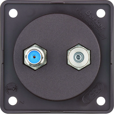 INTEGRO FLOW Radio-/SAT-Antennendose mit ungeschirmtem Gehäuse braun matt