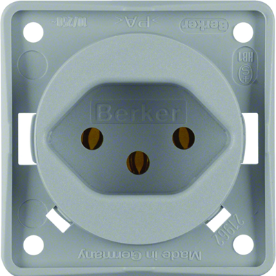 INTEGRO FLOW Socket with earthing "Switzerland" type 13 gray matt