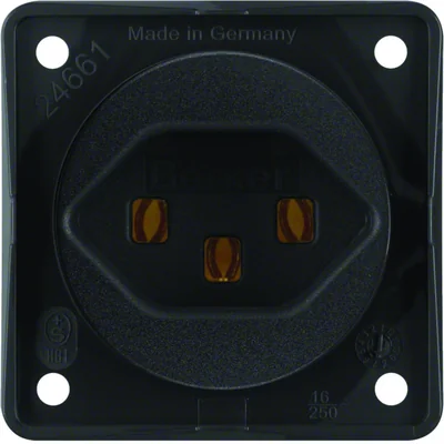 INTEGRO FLOW Socket with grounding "Switzerland" type 23 screw terminals black matt