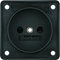 INTEGRO FLOW Socket without grounding with increased contact protection, matt black