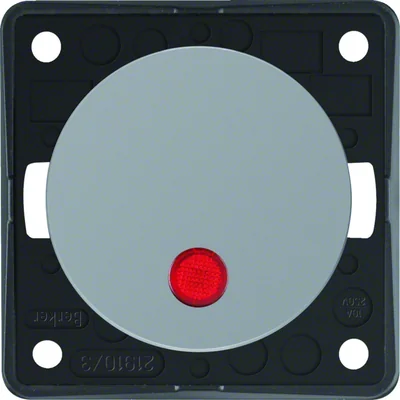 INTEGRO FLOW/PURE Bouton-poussoir lumineux avec cabochon rouge, gris brillant