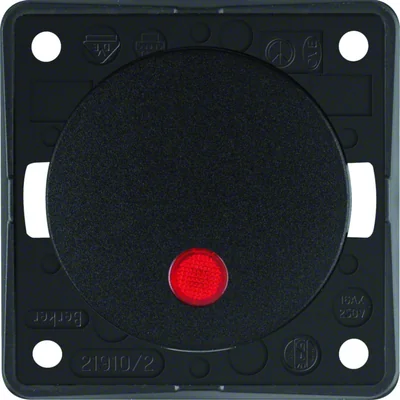 INTEGRO FLOW/PURE Conmutador con lente roja, 2 polos negro brillante